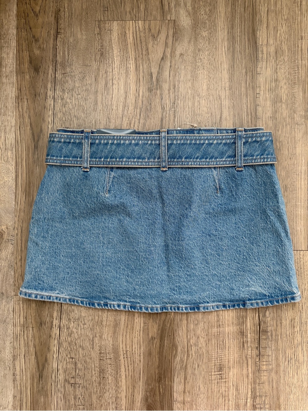 Abercrombie & Fitch Light Blue Denim Mini Skirt with Belted Waist - Picture 4 of 5